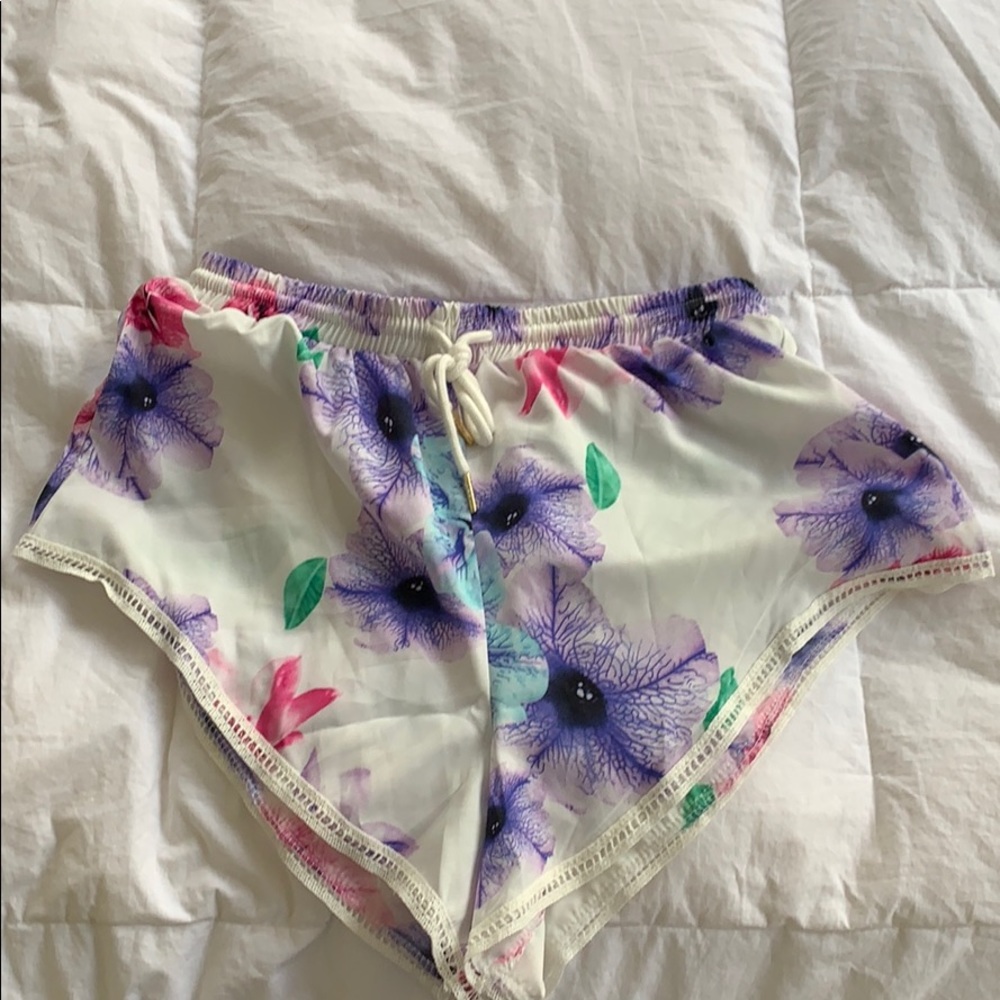 2 piece purple and pink floral beach set